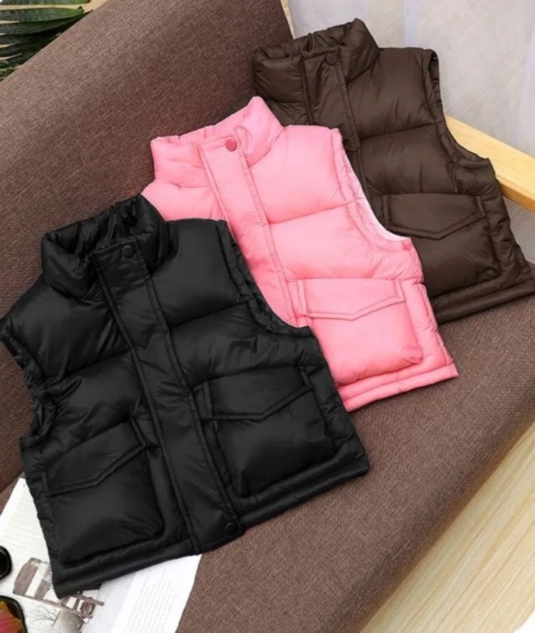 Autumn Winter New Kids' Korean Style Thickened Cotton Vest for Medium Large Children Students Fashion Outerwear Jacket