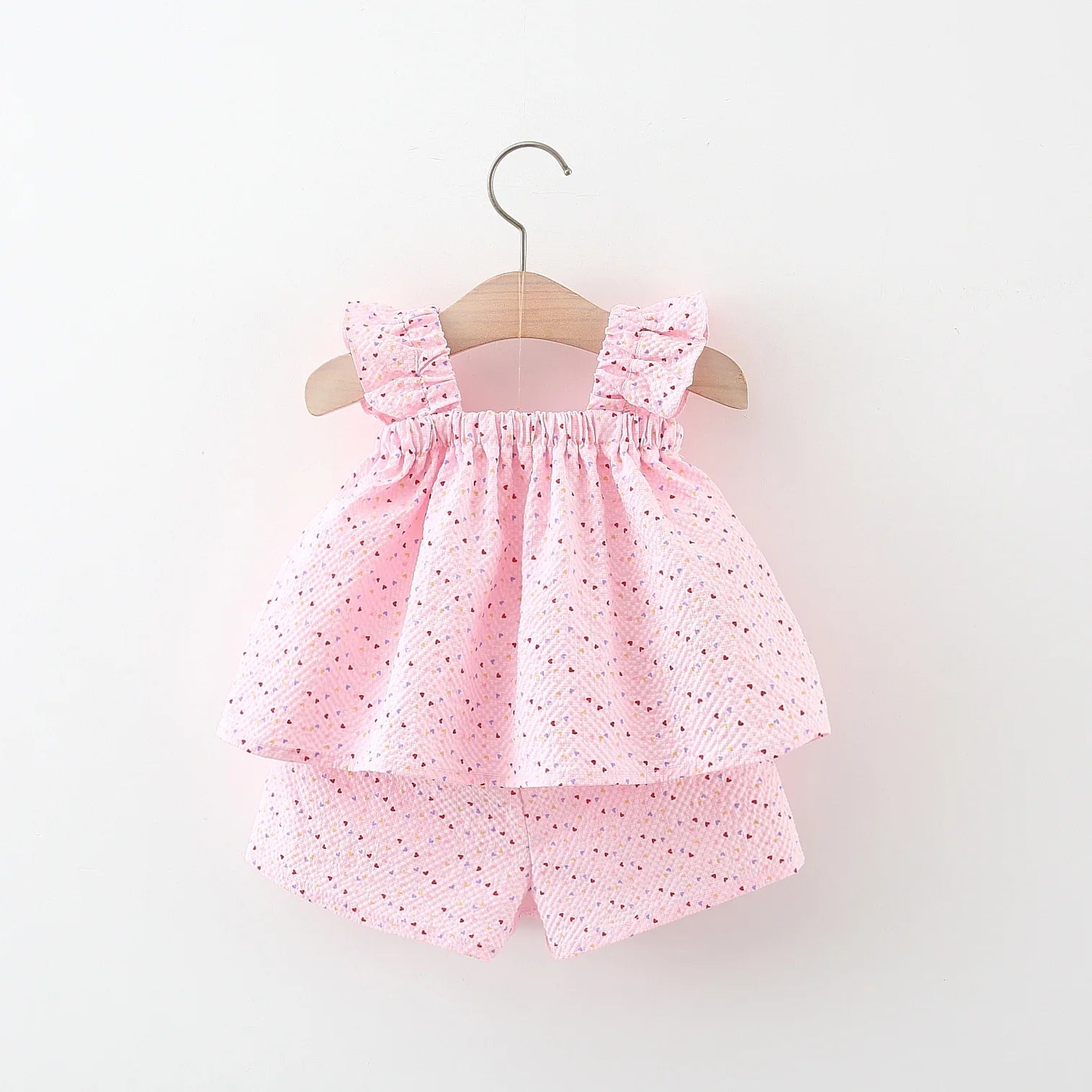 (0-3 Year Old Baby Girl Two-Piece Set) Summer New Casual Vacation Style Sweet And Caring Children'S Sleeveless Clothes