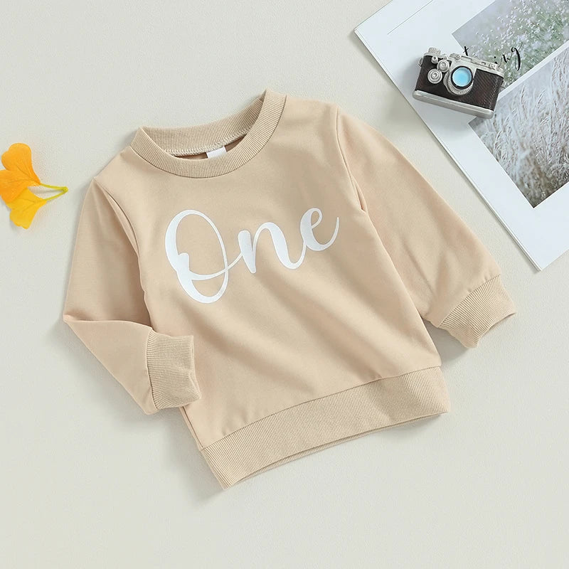 Toddler Boy s Long Sleeve Sweatshirt with Letter Print Cute Pullover for Autumn Birthday Outfit for Baby Boy Trendy Tops for