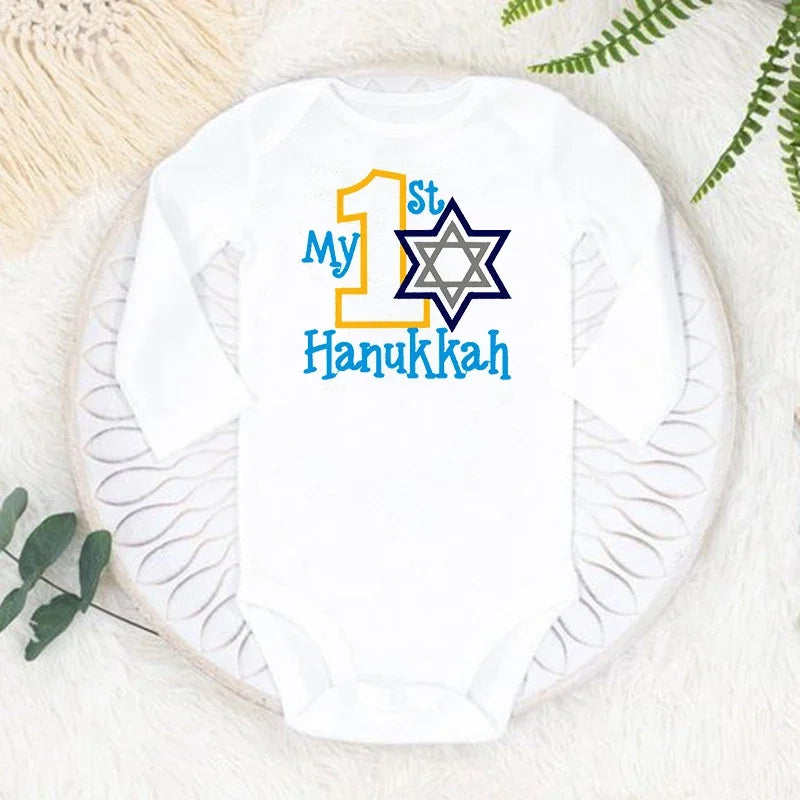 My 1st Hanukkah Chanukah Newborn Bodysuits Happy Hanukkah Baby Rompers Infant Body Long Sleeve Jumpsuit Clothes