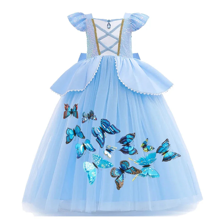Girls Snow Queen Elsa Anna Kids Costumes For Girls 2024 Carnival Party Prom Gown Children Clothing Frozen Jasmine Princess Dress