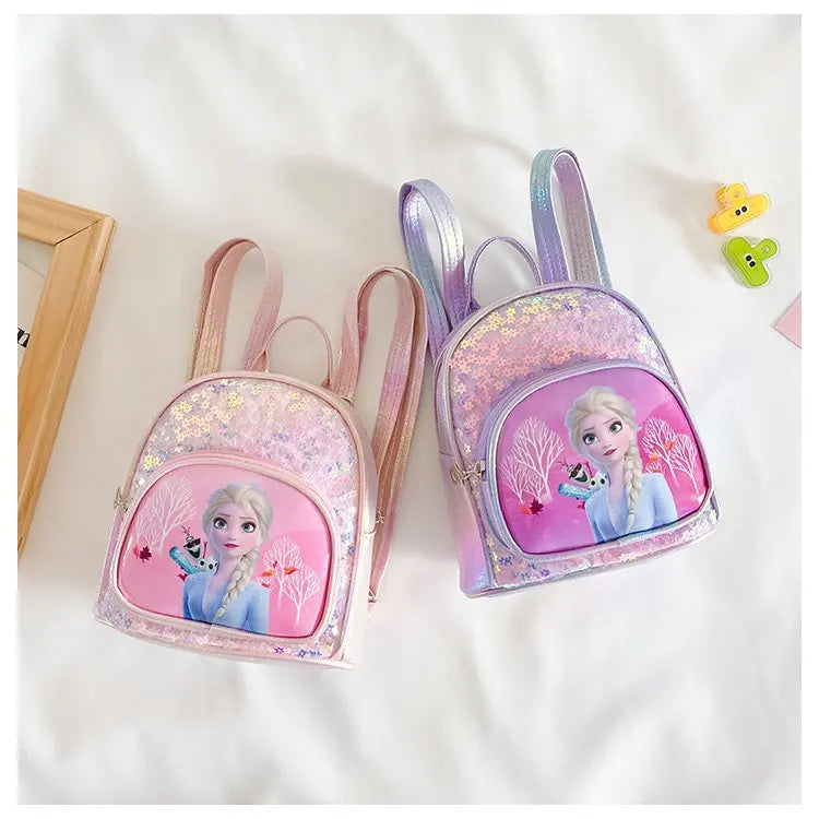 Disney Frozen Girls Backpack Elsa Princess New Girls Backpack Cartoon Cute Sequins Fashion Trend Kindergarten School Bag
