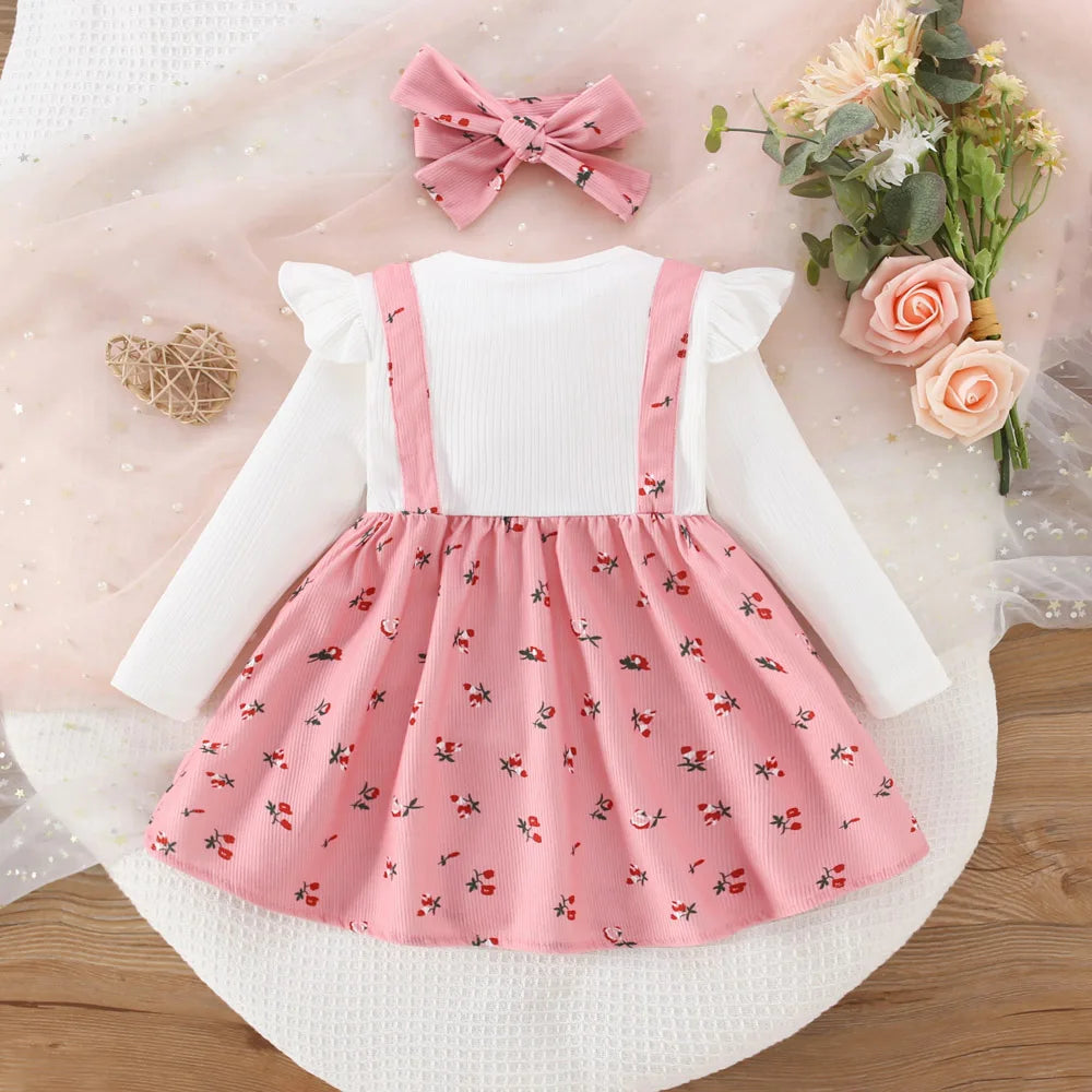 Spring And Autumn New White Long Sleeve Baby Girl Dress, Cute Butterfly Children'S Clothing (6 Months -3 Years Old)
