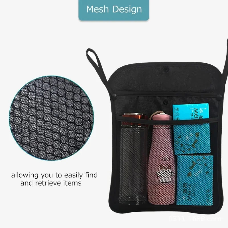 Baby Stroller Organizer Net Mesh Storage Bag with Large Storage Space Non-Slip Stroller Accessories for Diaper Toys Snacks