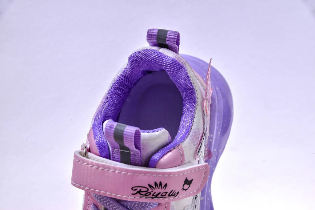 Kids'Casual Shoes Girls Led Light Cartoon PU Leather Spring Fashion Flat Bottom Anti-slip Soft Bottom Pink Purple Size 21-30