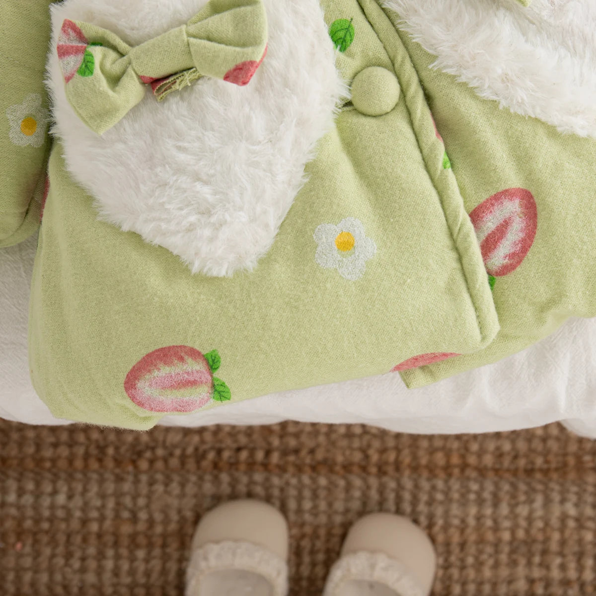 Winter New Sweet Strawberry Baby Girl Coat, Thick And Warm Cute Hat, Children'S Long Sleeved Clothes (9 Months -3 Years Old)