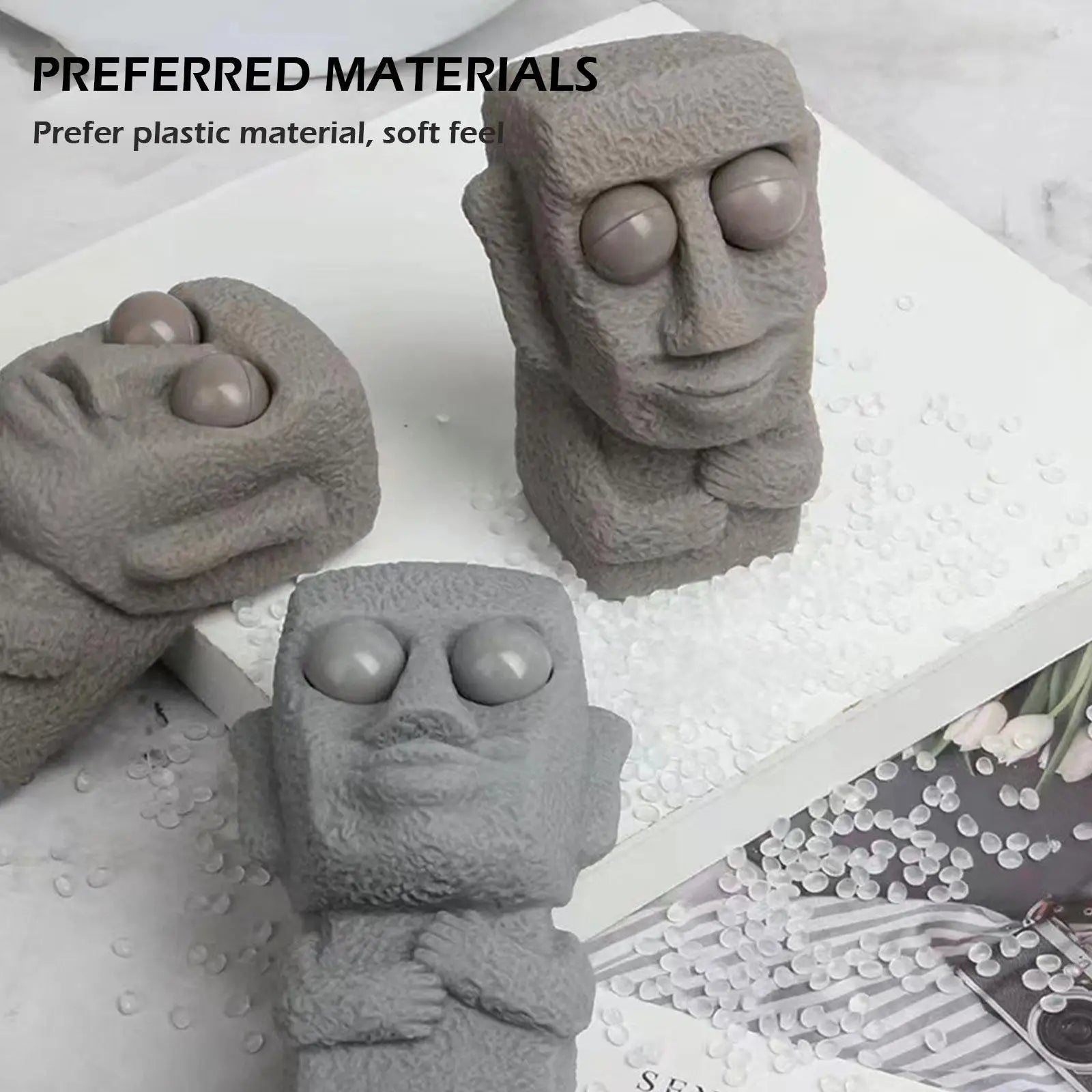 Funny Stone Human Face Emotion Balls Fidget Toys Stress Relief Squeeze Ball Stress Toys for Kids Adults Popping Out Eyes