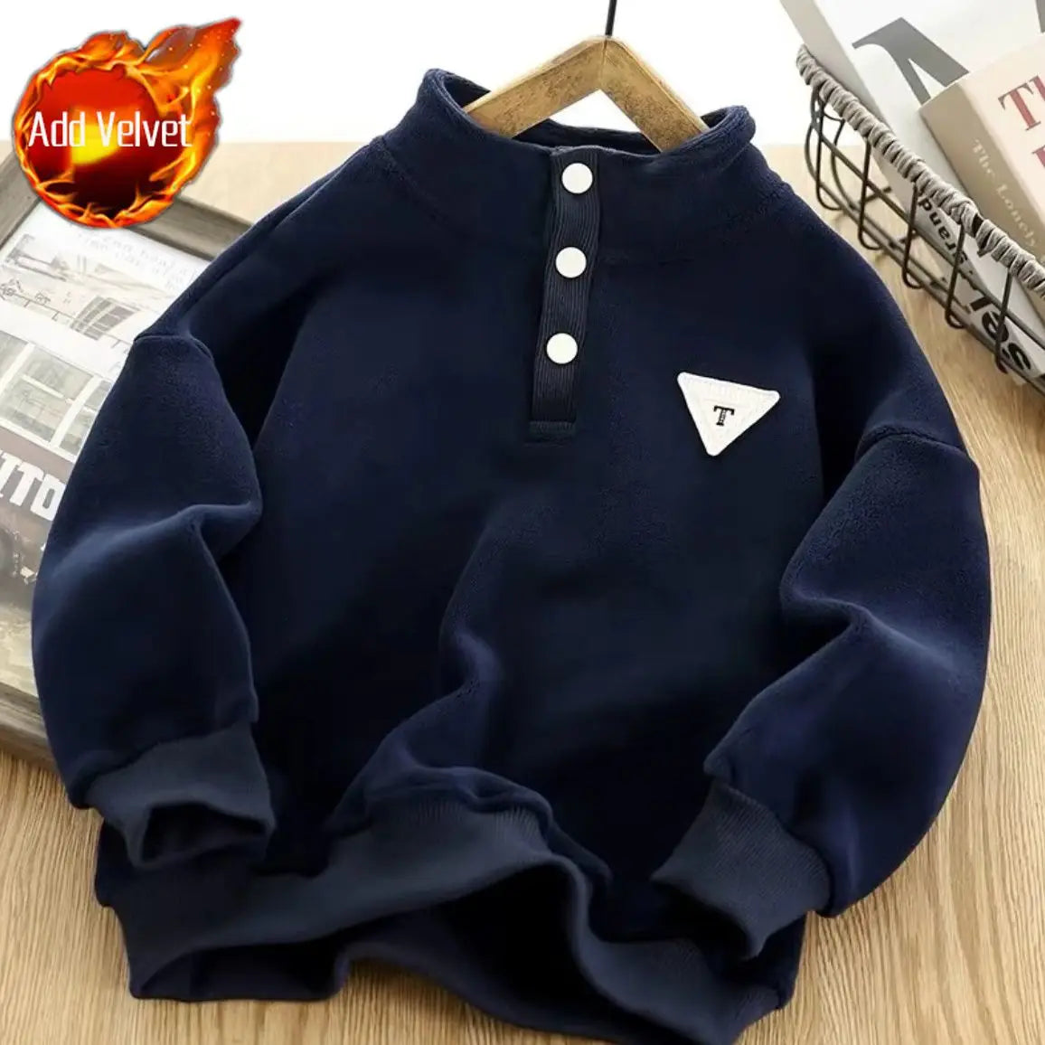 High-Quality Winter Kids' Double-Sided Fleece Lined & Thickened School Uniform Must-Have Mid-Big Size Sweatshirt