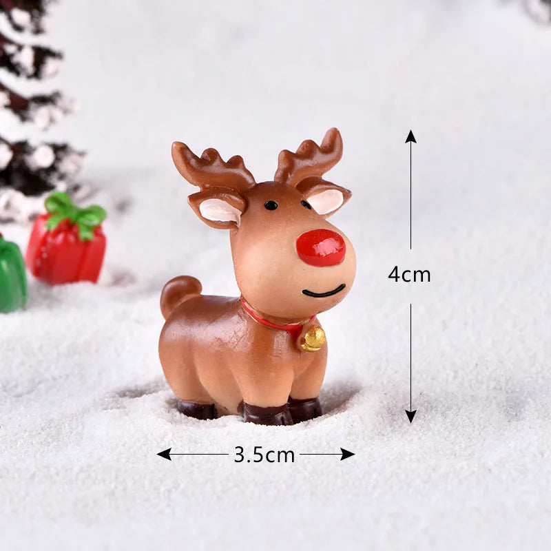 Christmas Santa Claus Elk Sleigh Locomotive Carriage Micro Landscape Snow Scenery Ornaments for xmas party favor christmas decor