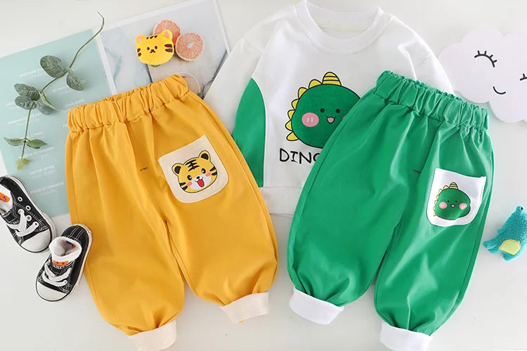 New Spring Autumn Baby Clothes Children Boys Girls Cartoon T-Shirt Pants 2Pcs/Sets Toddler Casual Costume Infant Kids Tracksuits