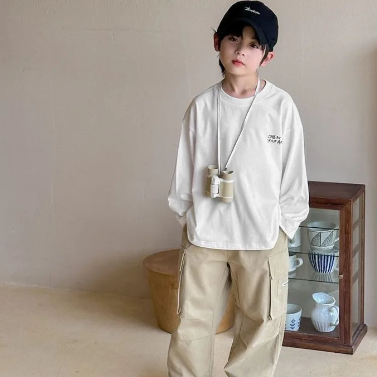 Cotton Boys T Shirt 2025 Kids Clothes Boy Children's Clothing T-shirts Oversized T-shirt Top 7 8 Years Year Old Child Tee Korean