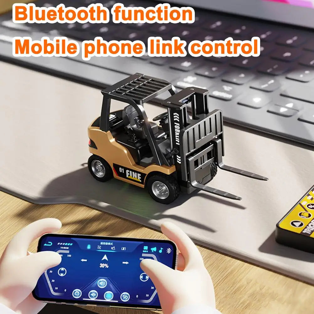 APP Controlled RC Forklift Truck 1:64 Alloy Simulation Engineering Vehicle, Bluetooth Mini Remote Control Car for Kids Adults
