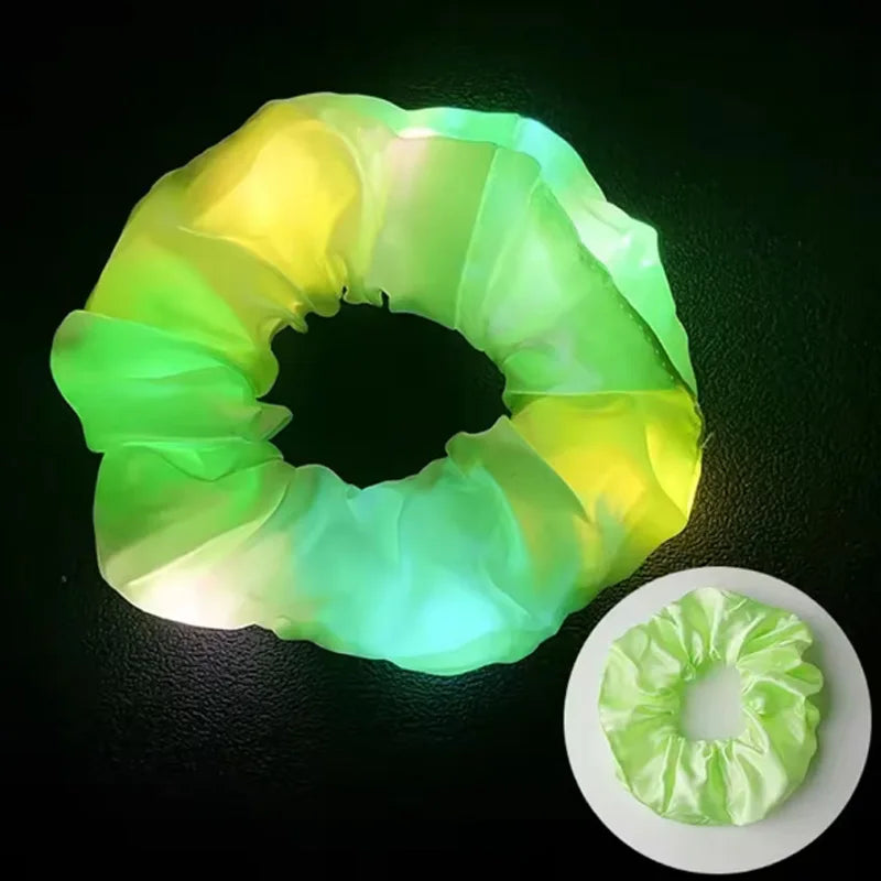 Popular Flashing Light Up hair tie LED Luminous scrunchies Women girls glowing Scrunchy Hair Rope Halloween luminous hairband