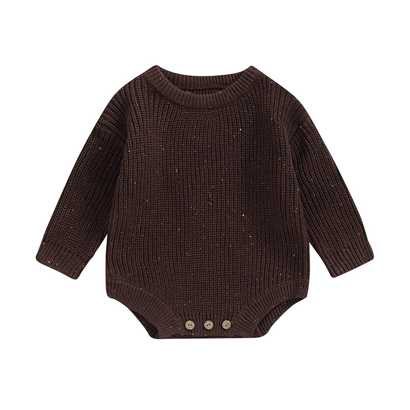 Newborn Baby Girls Boys Knitted Sweater Romper Long Sleeve Crew Neck Solid Color Jumpsuits Autumn Winter Infant Bodysuits Warm