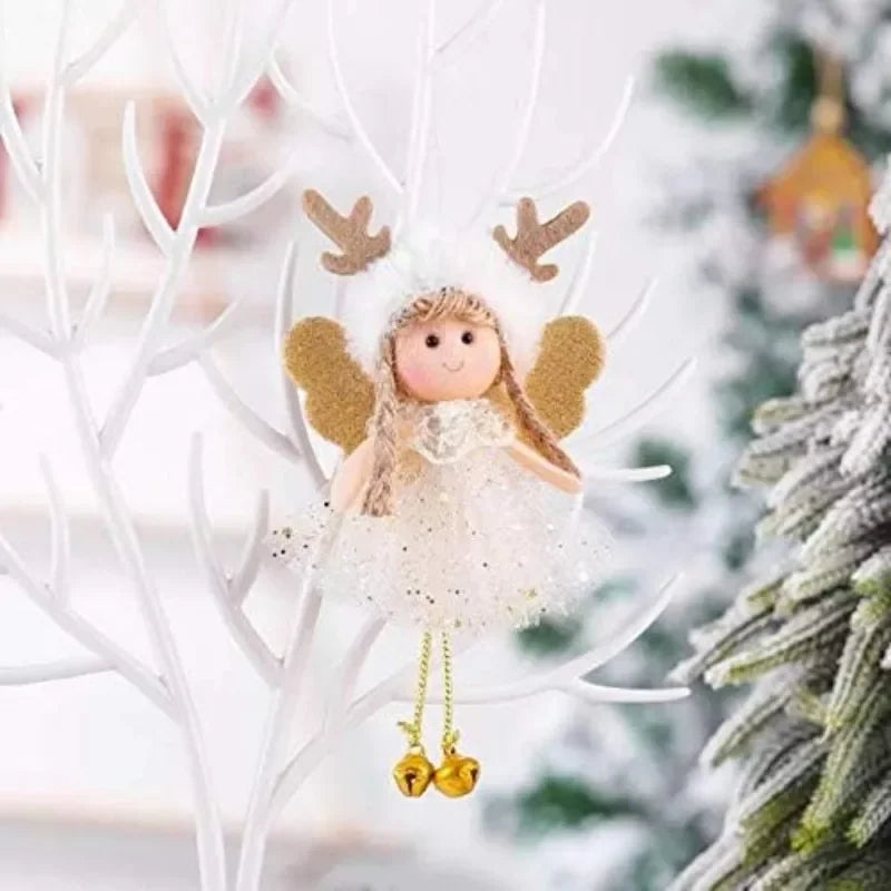 Christmas Tree Plush Ornaments Hanging Angel Christmas Tree Door Wall Hanging Decoration House Ornaments Angel Doll Toy