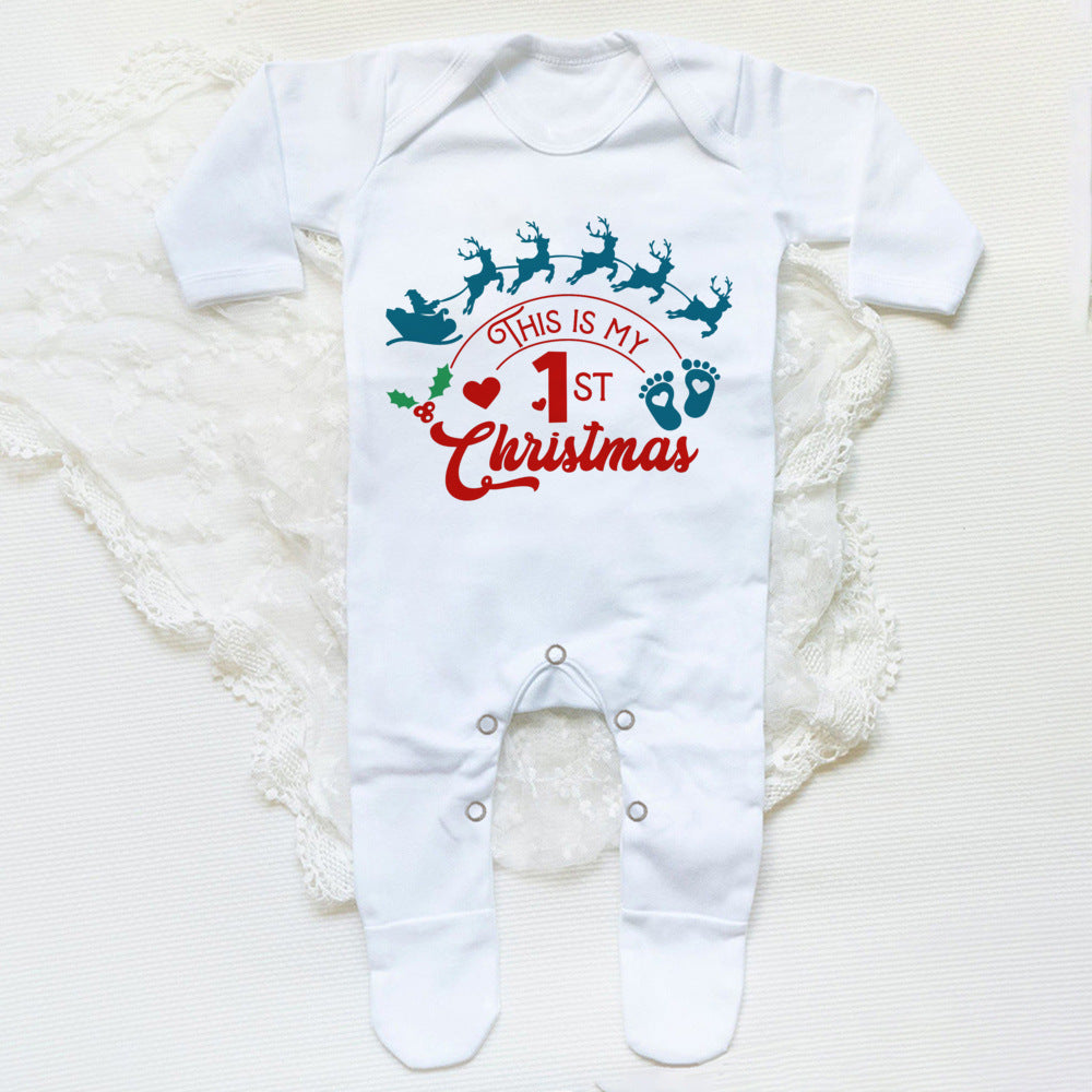 1st Christmas Babygrow Sleepsuit Boys Girls Cute Clothes Baby First Christmas Gift Toddler Xmas Sleepsuit Baby White Bodysuit