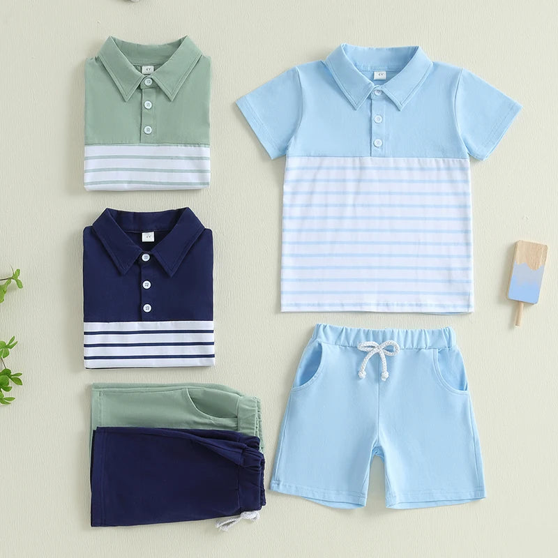 Boys Summer Outfit Set Short Sleeve Graphic T-shirt with Denim Shorts Toddler Clothing Set for Kids Beachwear