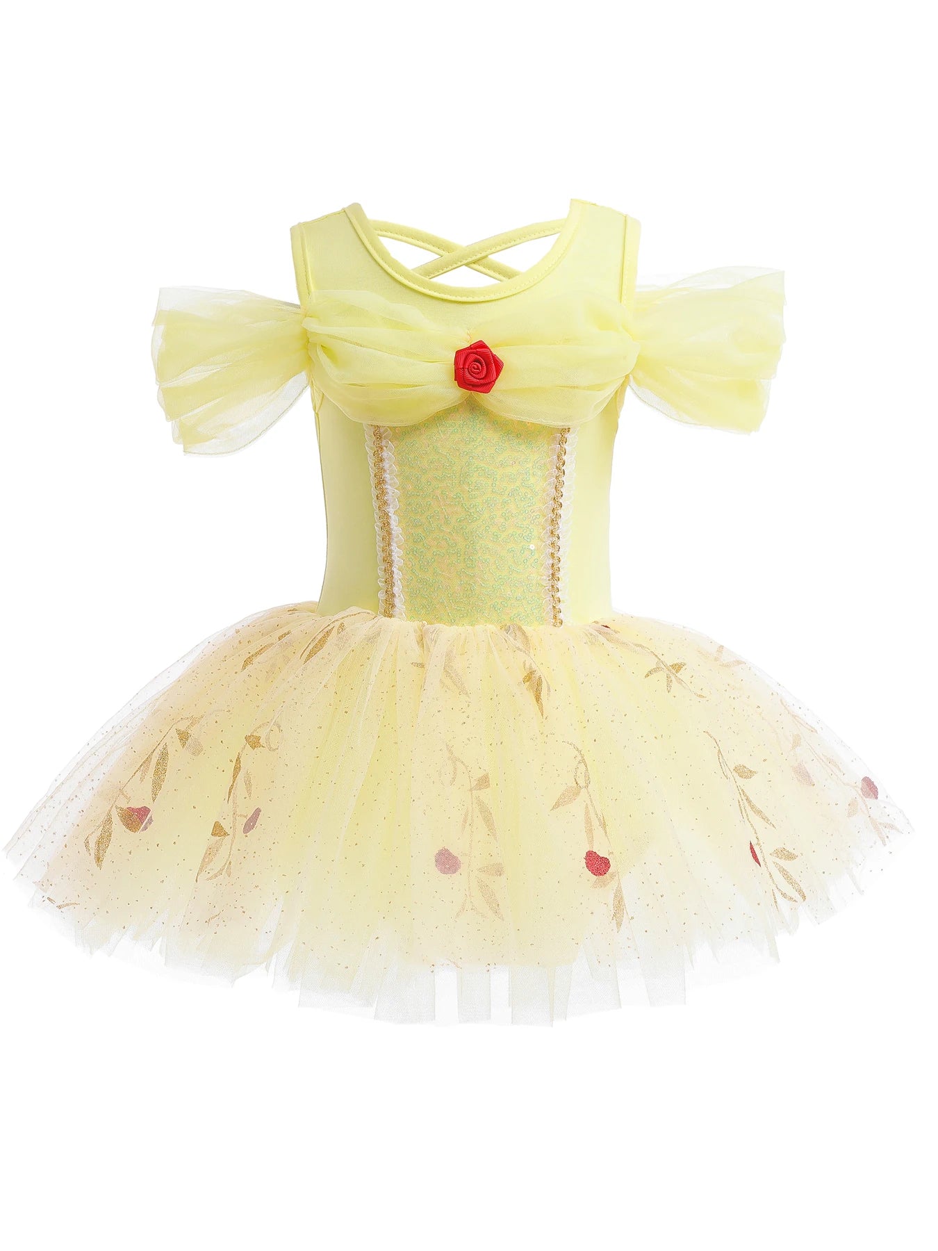 Belle Girl Princess Ballet Tutu Dress for Toddler Little Girls Ballerina Dance Costume Outfit Dancewear with Tulle Skirt  Yellow