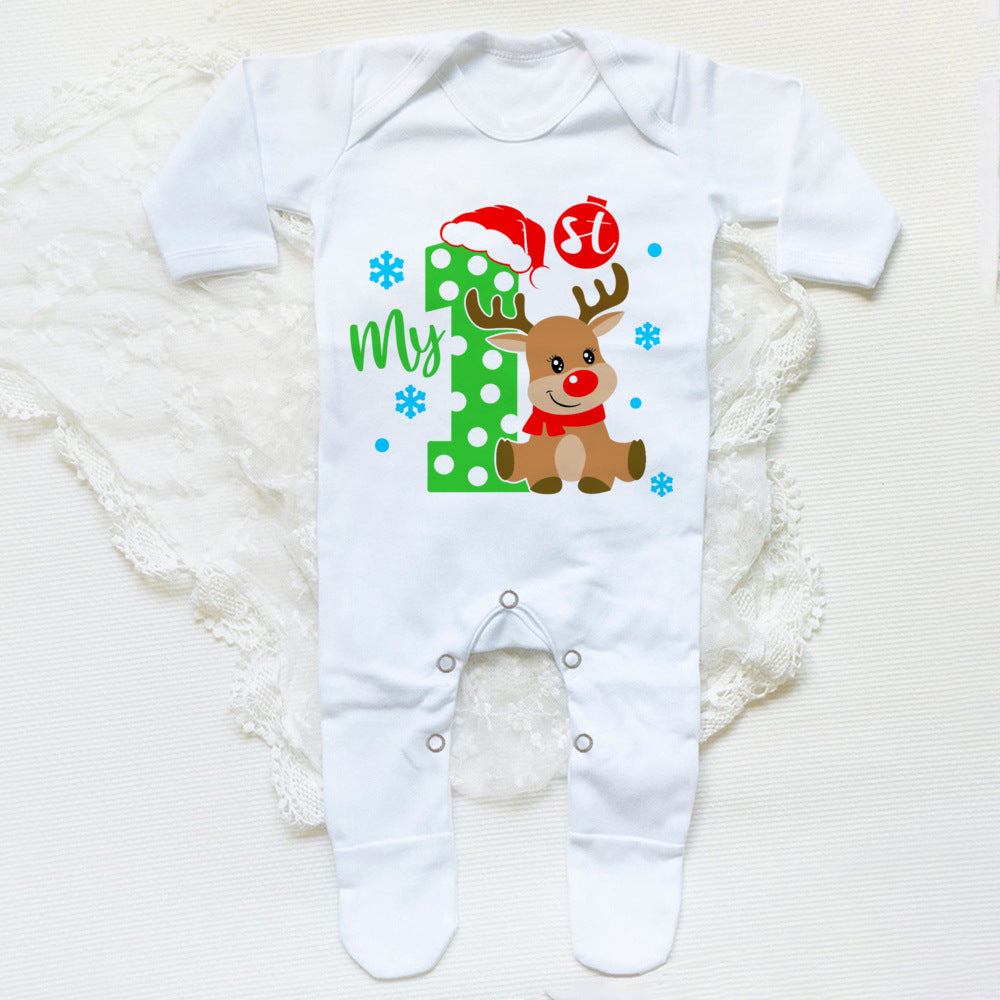 First Christmas Print Baby Sleepsuit Xmas Babygrow Sleepsuit Infant Christmas Gift Boys Girls Clothes Baby Coming Home Outfits