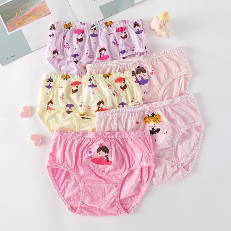 4Pcs/Set Little Girls' Cotton Panties Baby Toddler Soft Underwear softness Cute Pattern Kids Briefs Multipack