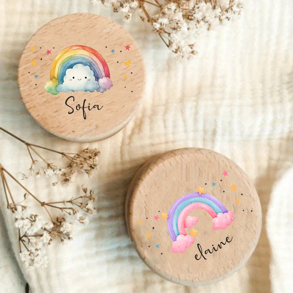 Personalised Baby Wooden Rainbow Tooth Box Milk Teeth Storage Collect Teeth Umbilical Save Gifts Custom Name Keepsake Boxes