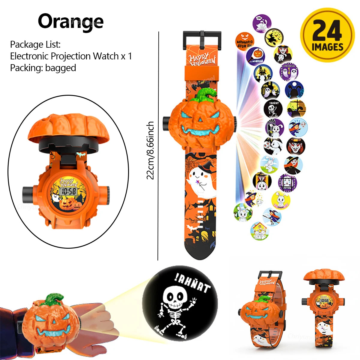 Cartoon Projection Watch for Kids Electronic Watch 24 Patterns Display Projector Montessori Education Toys Gift for Boys Girls