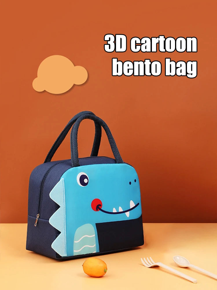 3D Three-Dimensional Bento Bag Cute Cartoon Bento Bag Lunch Bag Handbag Storage Insulation Bag Canvas Lunch Box Bag Ice Pack
