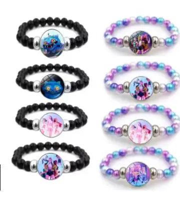KPop Demon Hunters Bracelets Girls Fashion Beaded Wristband Cute Cartoon Figure Jewelry Accessories Children Christmas Gift Toys