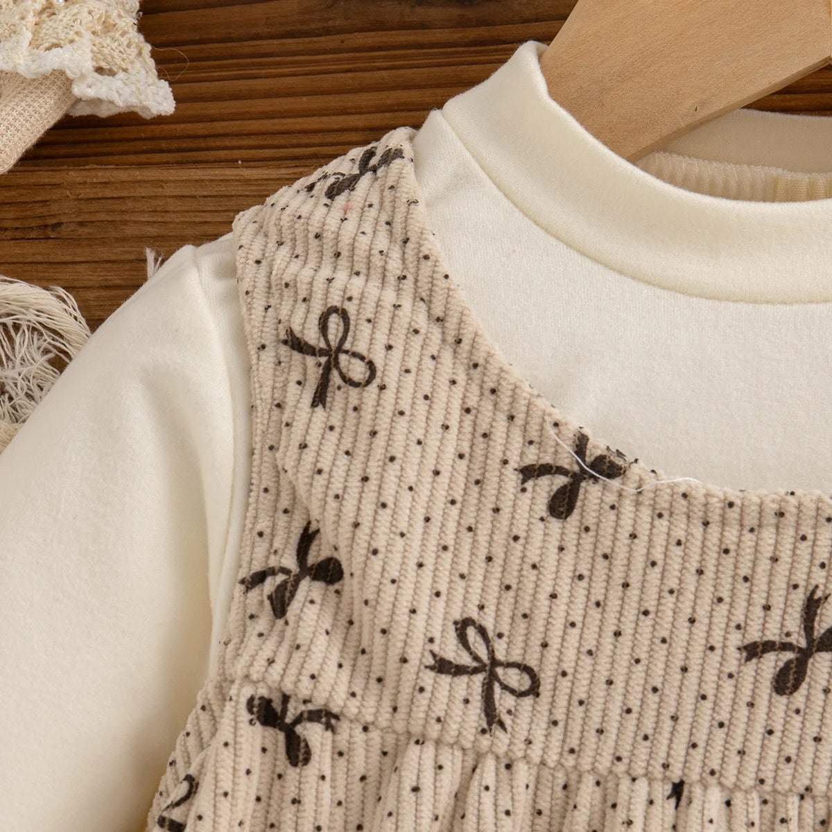 Spring And Autumn New Sweet Bow Baby Girl Dress, Cute Fake Two Piece Children'S Long Sleeve Clothes (9 Months -3 Years Old)