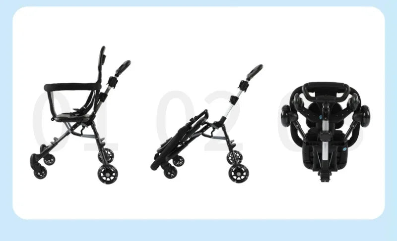 Foldable Baby Stroller Lightweight Infant Stroller with 360° Universal Wheel Soft Wide Seat Height Adjustable Halloween Gifts