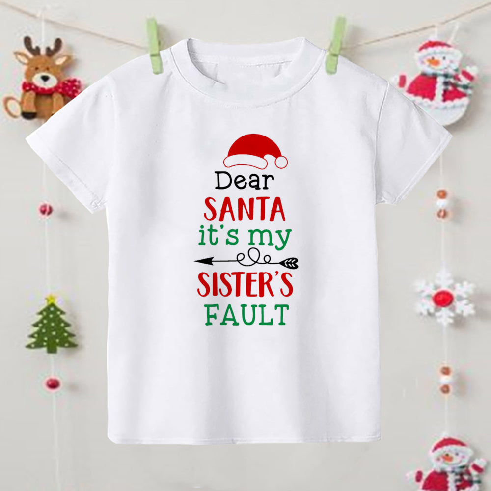 Christmas Children's T-shirt Xmas Party Gift Boys Girls Sibling T Shirt Outfits Clothes Kids T Shirts Cute Short Sleeve Tops Tee