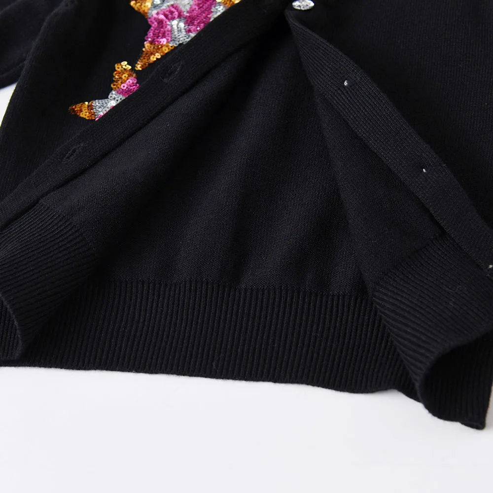 DXTON Toddler Girls Knitwear Clothing Star Sequined Children Knitted Cardigan Coat Elastic Winter Outerwear Kids Girls Sweater