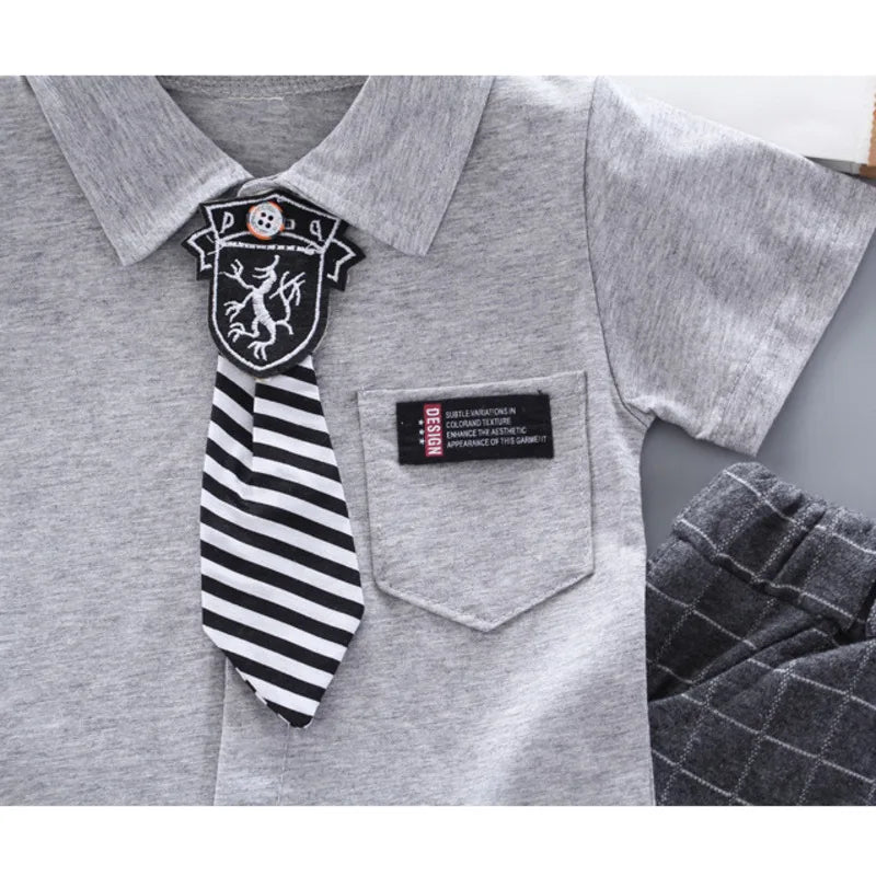 New Summer Baby Clothes Children Clothing Boys Casual Shirt Plaid Shorts 2Pcs/Set Infant Outfits Toddler Costume Kids Sportswear