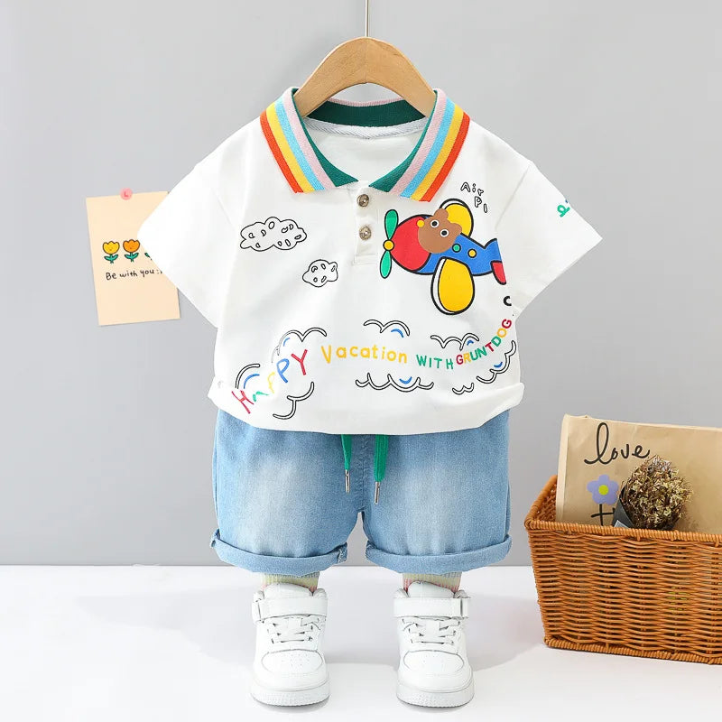 New Summer Baby Girls Clothes Suit Children Boys Fashion T-Shirt Shorts 2Pcs/Sets Toddler Casual Cotton Costume Kids Tracksuits