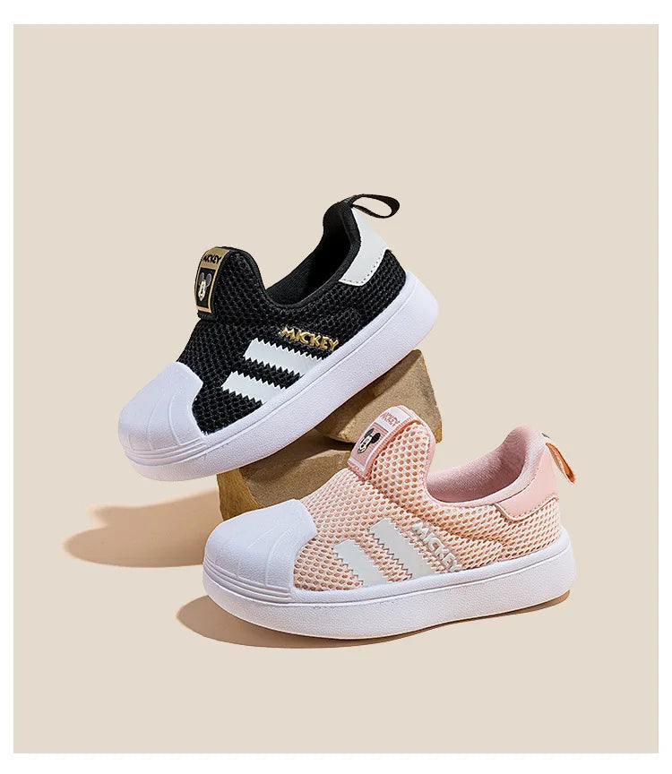 Disney Casual Shoes For Baby Boy Girl Brand Children Sneaker Mickey Mouse Kids Sports Black Shoes Toddler Walking Shoes Size 32