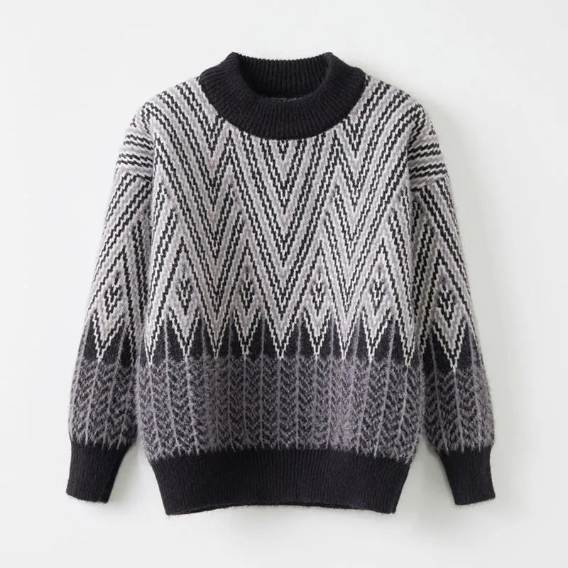 Heavyweight Winter Boys' Sweater Thickened Knit Mink Fur Warm Stylish Tween Oversized Teenager Autumn Winter Coat