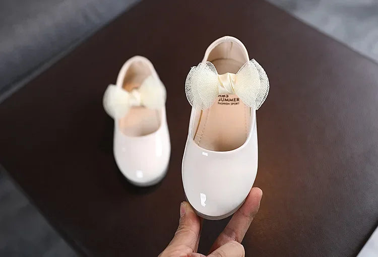 Kids Leather Girls Shoes Shining Shell Princess Shoes for Baby Party Wedding Children Lace Bow Spring Summer Dress Shoes F03111