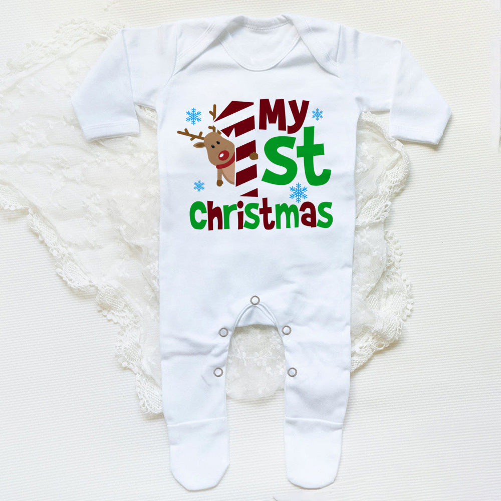 First Christmas Babygrow Sleepsuit Xmas Infant Sleepsuit Boys Girls Cute Clothes Toddler Christmas Gift Baby Xmas Party Outfits