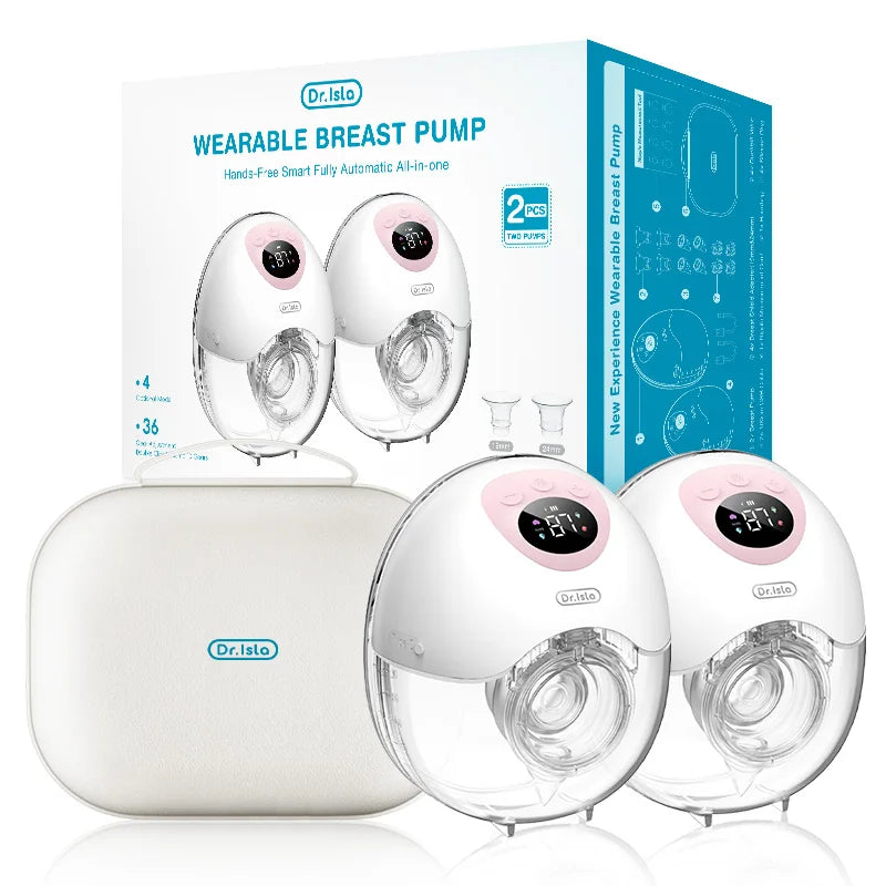 2PCS Wearable Electric Breast Pump 4Modes 36Suction Levels Breast Pump Milk Collector Gift Travel bag 19/24mm Flange