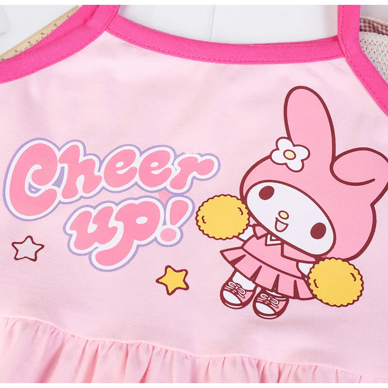 Sanrio Hello Kitty Girl Summer Cotton Fashion Kuromi Printed Slip Casual Comfortable My Melody Dresses Birthday Clothes Vestidos
