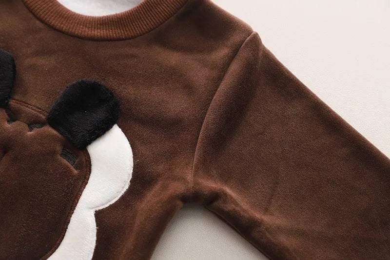 Baby Boys Clothing Set Autumn Winter Cartoon Lion Fleece Thick Hooded Jacket Coat Pants 3Pc Suit for 1-4 Years Kids Warm Outfits