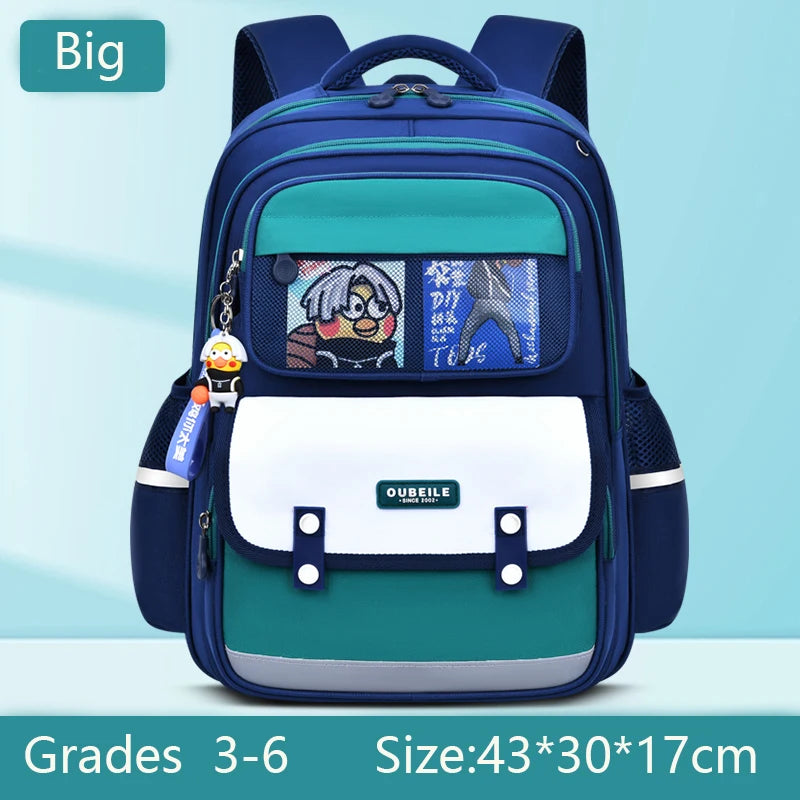 New Kid Backpack Fashion Card Color Blocking Lightweight Primary High Class School Bag Children Backpack Boy Girl Green Bookbag