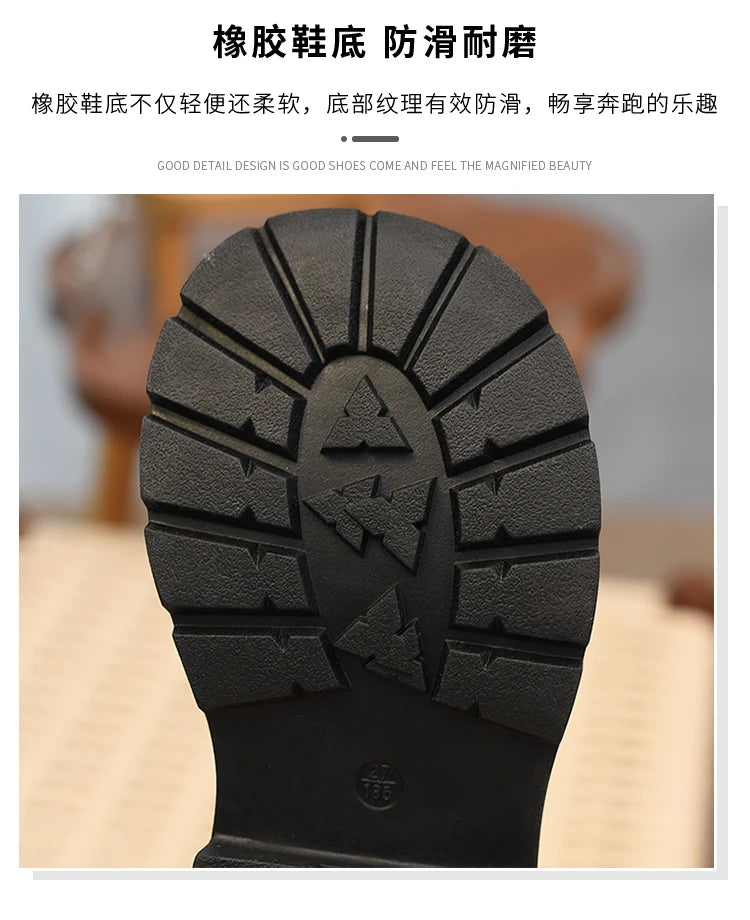 Girls' short boots, genuine leather, children's cotton boots, soft soled leather boots, children's shoes, 2025 autumn and winter