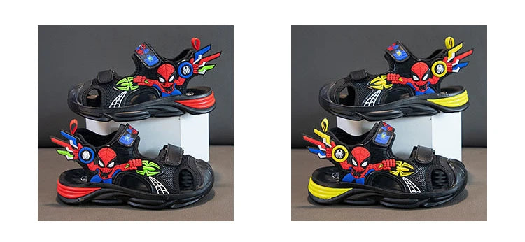 Disney Children's Cartoon Sandals Summer Boys' Beach Sandals Soft Soled Children's Sports Sandals Open Peep Toe Black Shoes