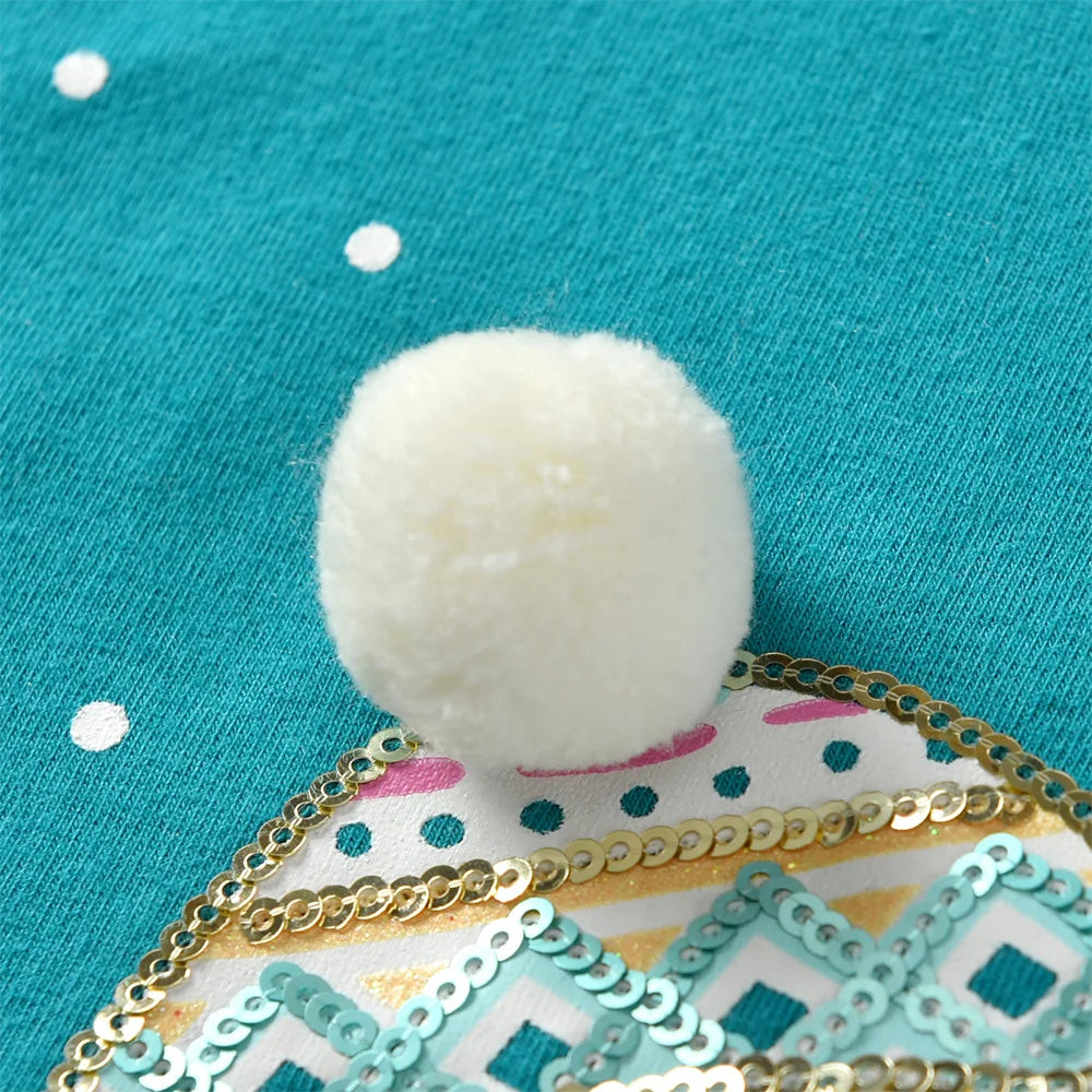 VIKITA Girls New Year Christmas Xmas Striped T Shirts Toddlers Snowman Snowflakes Cartoon Appliqued Cotton Casual Tops Tees Gift