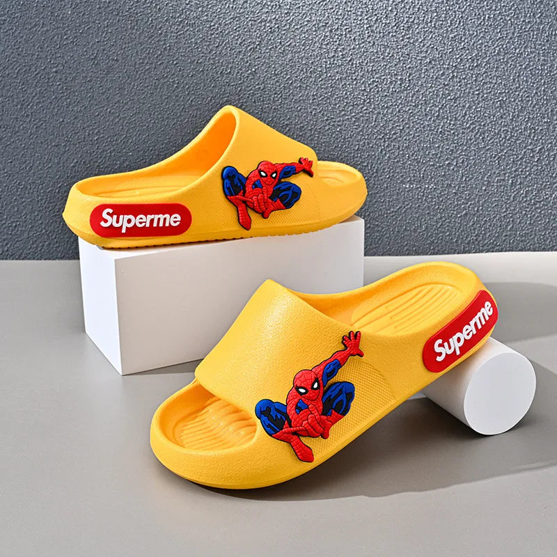 Disney Children Home Slippers Kids Cartoon Spiderman Boys Girls Soft Sole Shoes Anti-Slip Beach Slippers Size 24-45