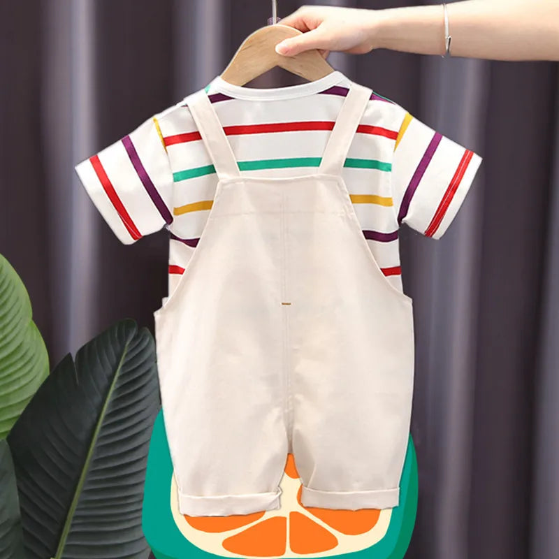 New Summer Baby Boys Clothes Suit Children Short Sleeved T-Shirt Shorts 2Pcs/Sets Kids Clothing Toddler Casual Cotton Costume