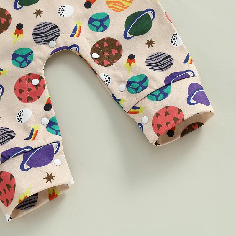 Infant Boy Romper Sleeveless Round Neck Printed Jumpsuit Toddler Playsuit Summer Outfit for Baby Boys