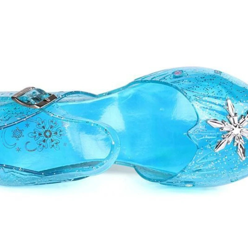 Children's Sandals Summer Crystal Shoes Classic Frozen Princess Elsa Jelly High Heels Party Dance Blue Shoes Size 26-35
