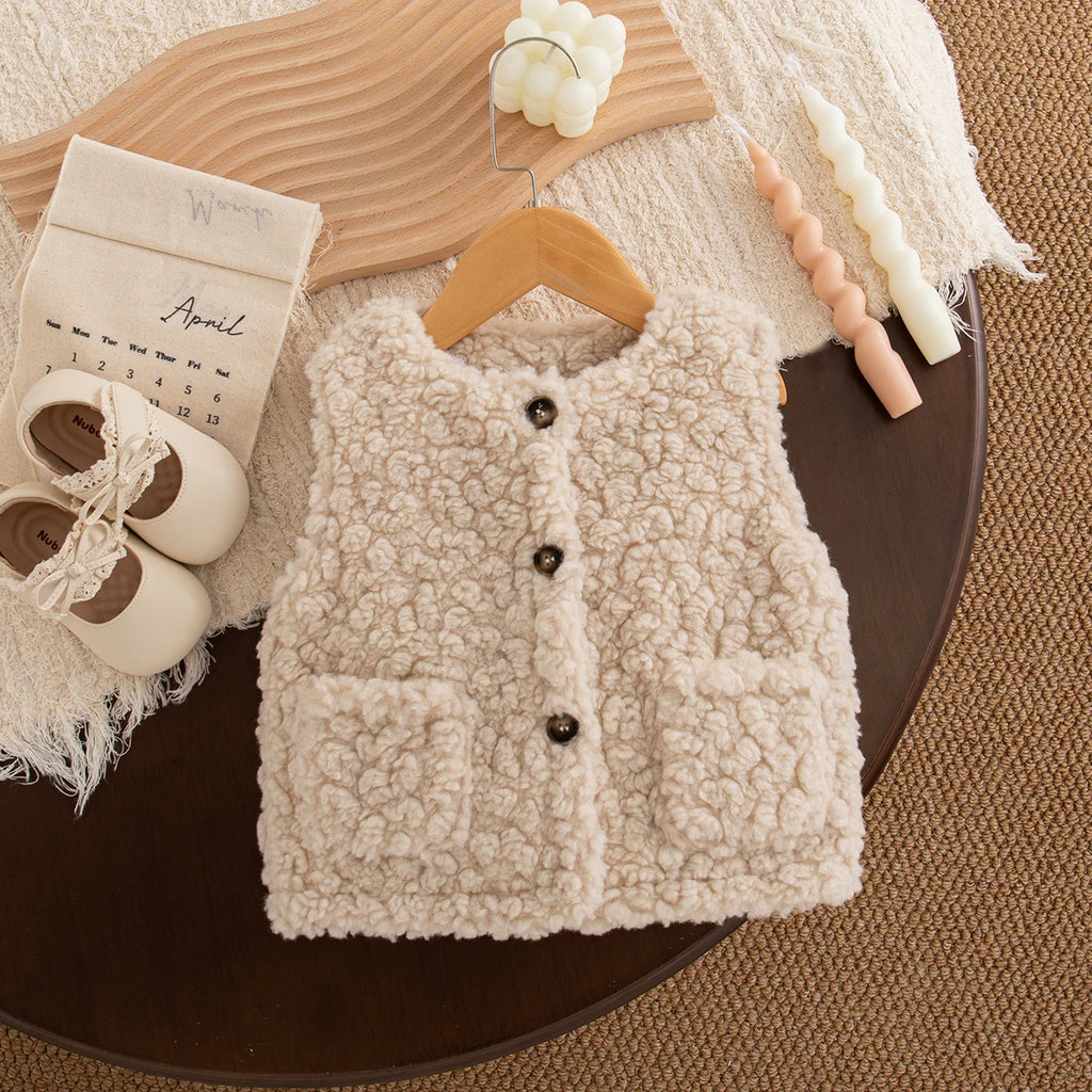 Autumn And Winter New Cute Cartoon Baby Girl Vest Coat, Thick And Warm Children'S Clothing For Babies Aged 9 Months To 4 Years